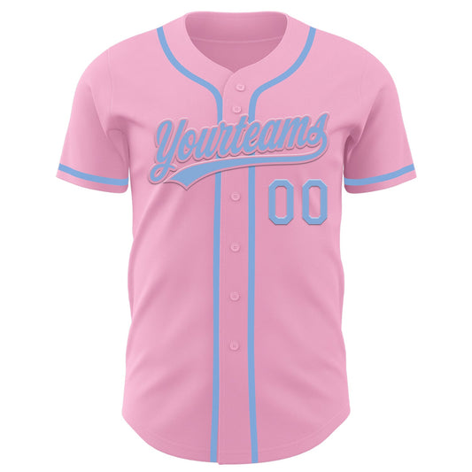 Custom Light Pink Light Blue Authentic Baseball Jersey - Sky-Custom