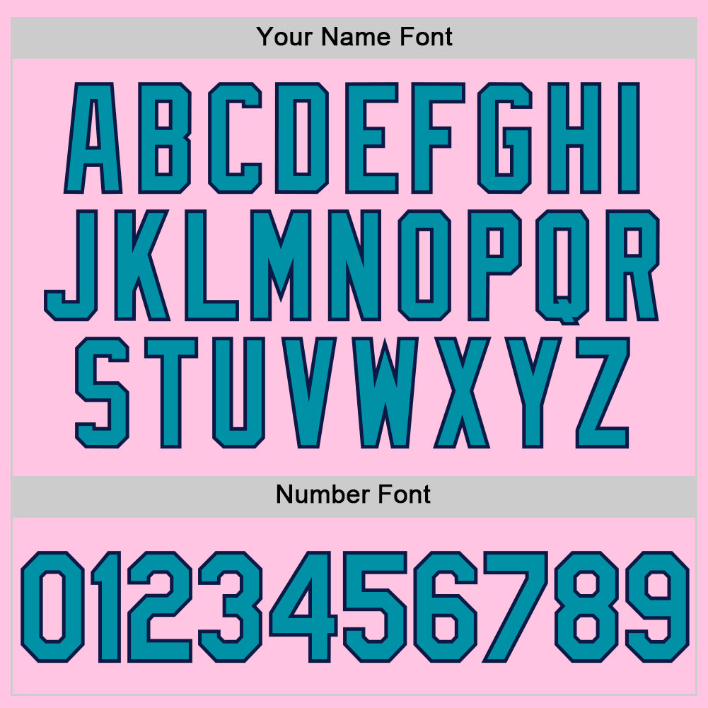 Custom Light Pink Teal-Navy Authentic Throwback Baseball Jersey - Sky-Custom