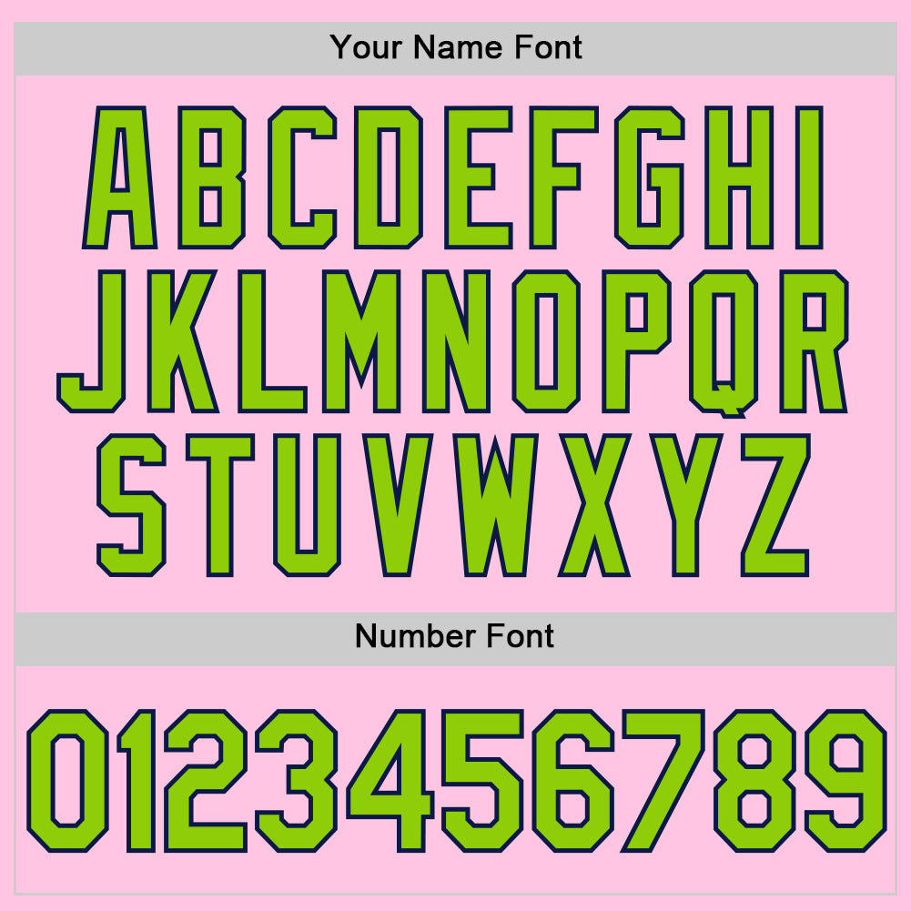 Custom Light Pink Neon Green-Navy Authentic Throwback Baseball Jersey - Sky-Custom