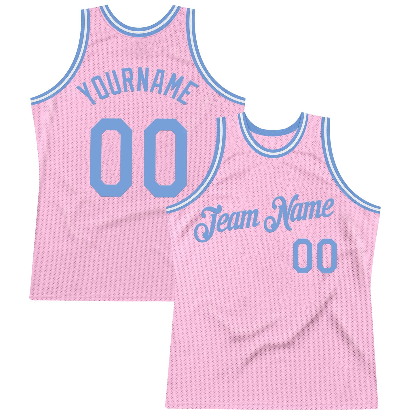 Custom Light Pink Light Blue-White Authentic Throwback Basketball Jersey - Sky-Custom