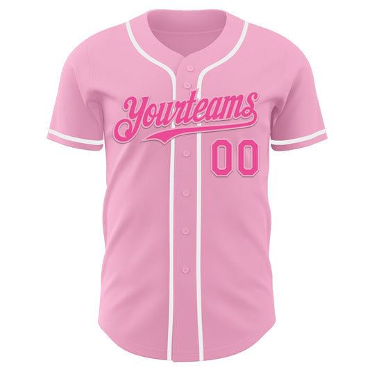 Custom Light Pink Pink-White Authentic Baseball Jersey - Sky-Custom