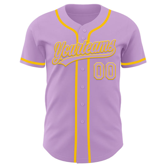 Custom Light Purple Yellow Authentic Baseball Jersey - Sky-Custom
