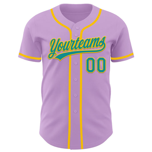 Custom Light Purple Teal-Yellow Authentic Baseball Jersey - Sky-Custom