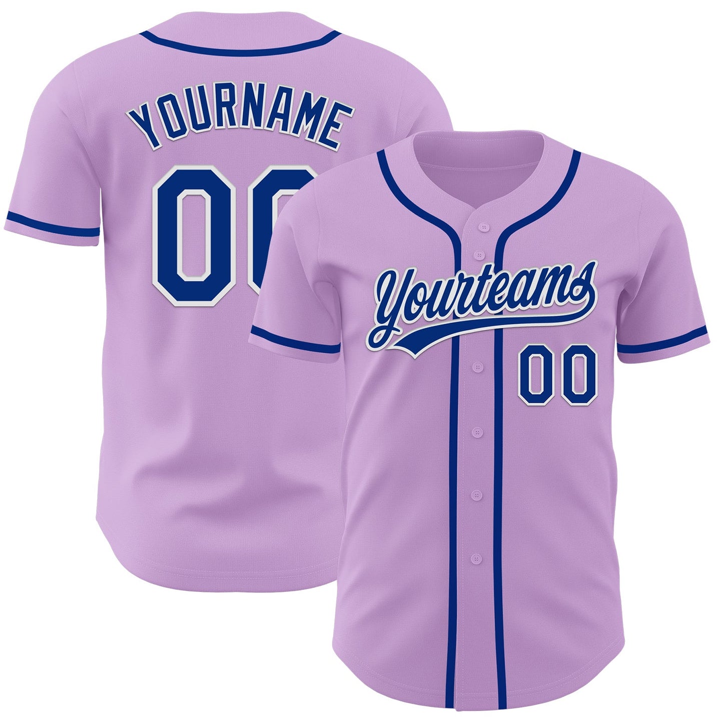 Custom Light Purple Royal-White Authentic Baseball Jersey - Sky-Custom