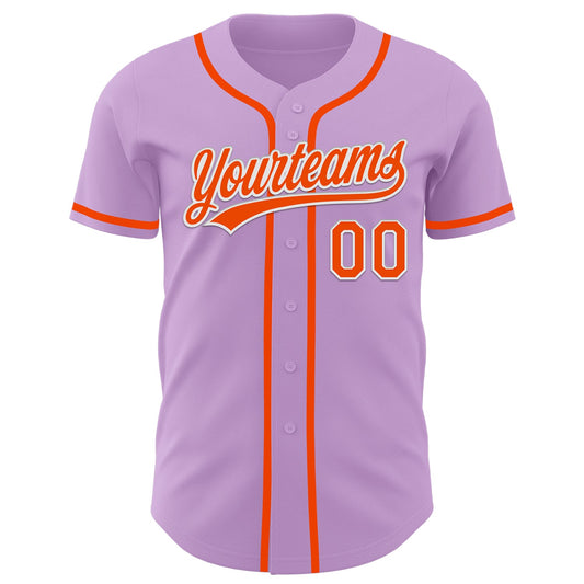 Custom Light Purple Orange-White Authentic Baseball Jersey - Sky-Custom