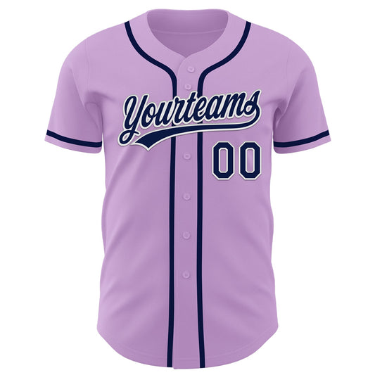 Custom Light Purple Navy-White Authentic Baseball Jersey - Sky-Custom
