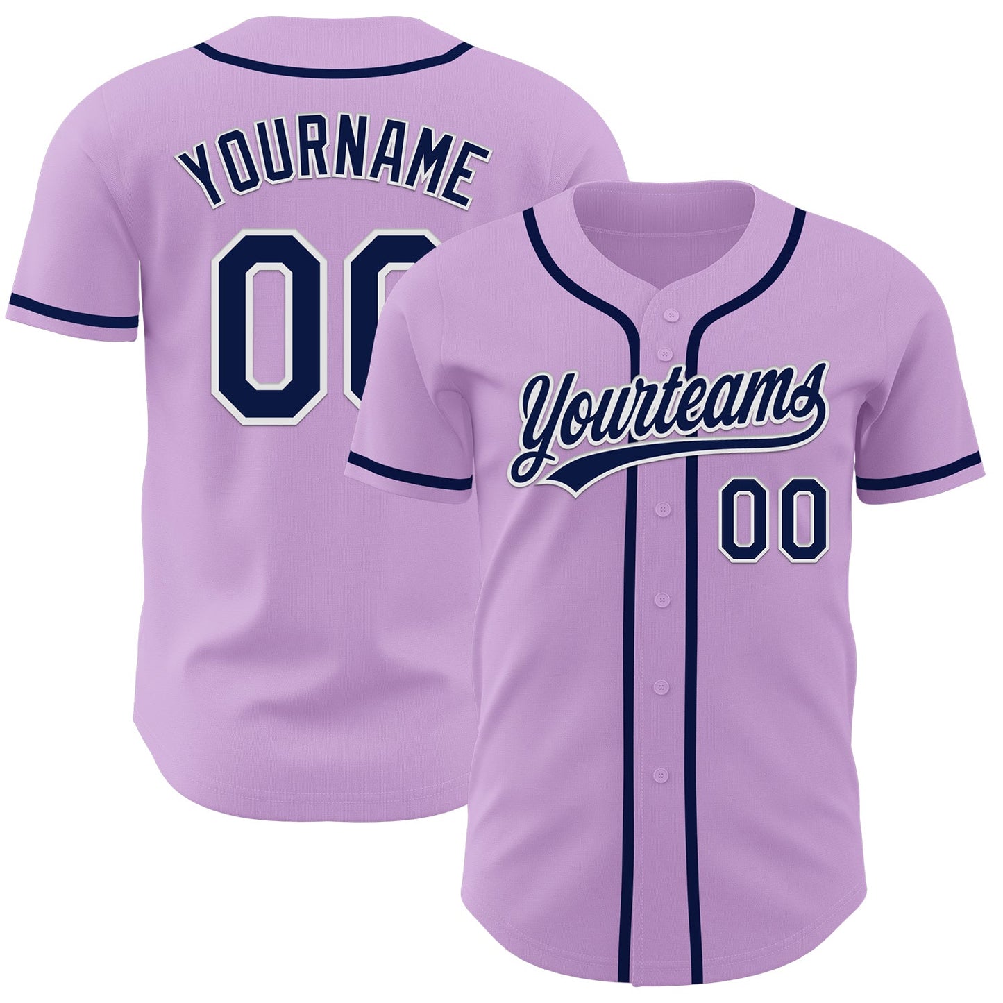 Custom Light Purple Navy-White Authentic Baseball Jersey - Sky-Custom