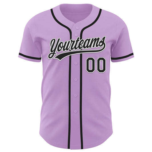 Custom Light Purple Black-White Authentic Baseball Jersey - Sky-Custom