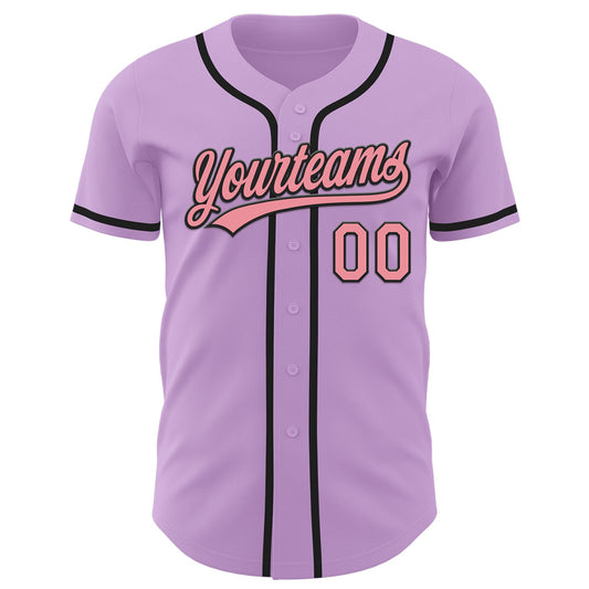 Custom Light Purple Medium Pink-Black Authentic Baseball Jersey - Sky-Custom
