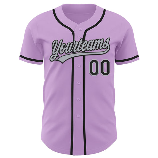 Custom Light Purple Black-Gray Authentic Baseball Jersey - Sky-Custom