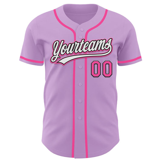 Custom Light Purple Pink-Black Authentic Baseball Jersey - Sky-Custom