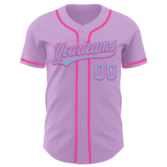 Custom Light Purple Light Blue-Pink Authentic Baseball Jersey - Sky-Custom