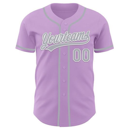 Custom Light Purple Gray-White Authentic Baseball Jersey - Sky-Custom