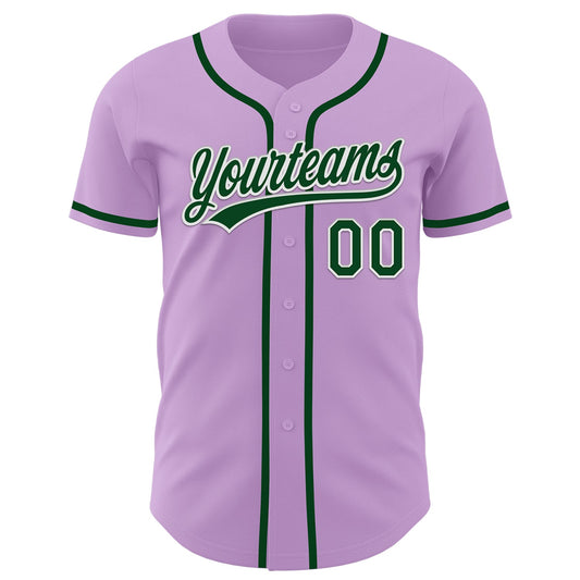 Custom Light Purple Green-White Authentic Baseball Jersey - Sky-Custom