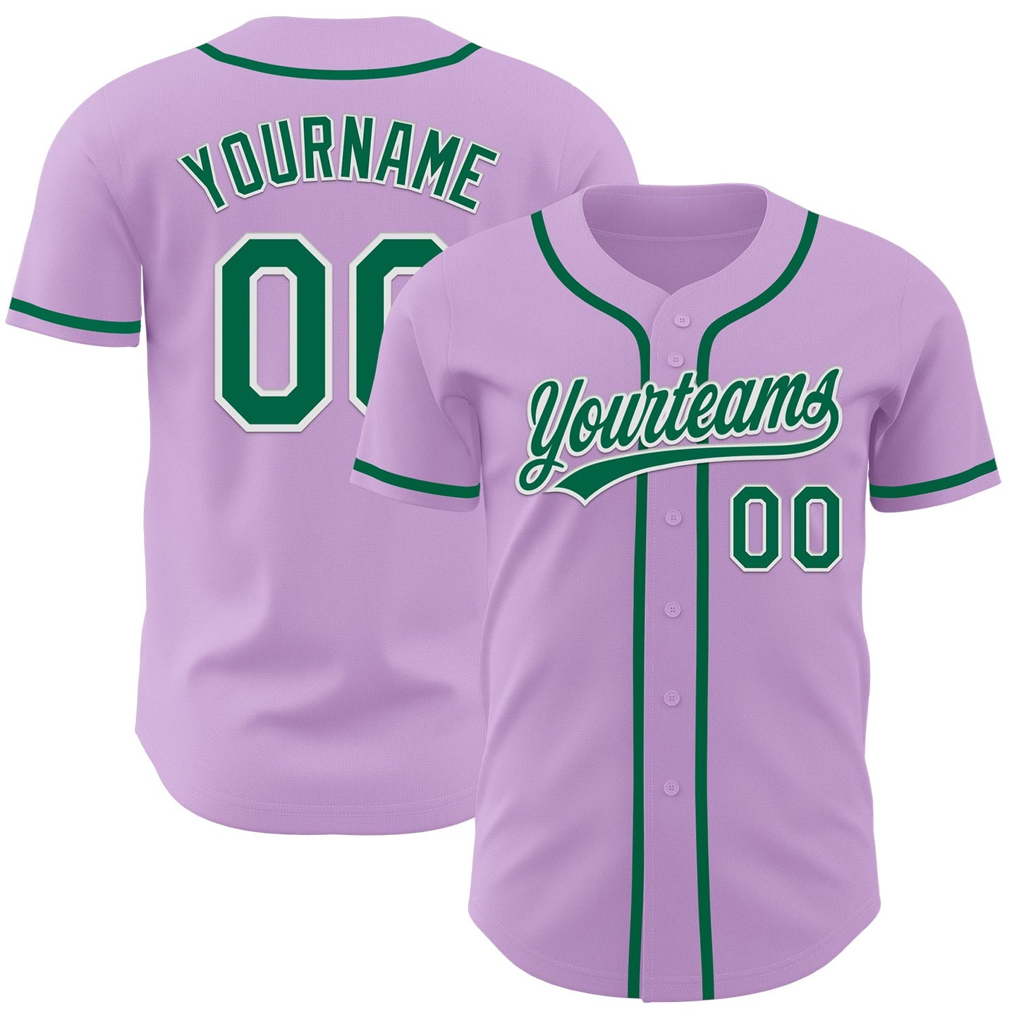 Custom Light Purple Kelly Green-White Authentic Baseball Jersey - Sky-Custom