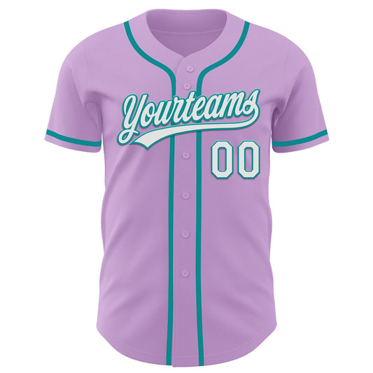 Custom Light Purple White-Teal Authentic Baseball Jersey - Sky-Custom