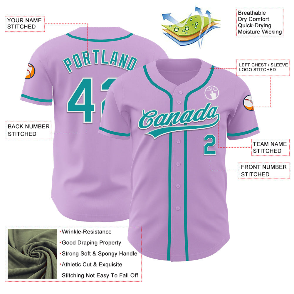 Custom Light Purple Teal-White Authentic Baseball Jersey - Sky-Custom