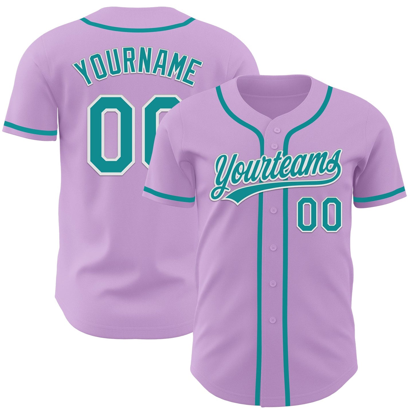 Custom Light Purple Teal-White Authentic Baseball Jersey - Sky-Custom