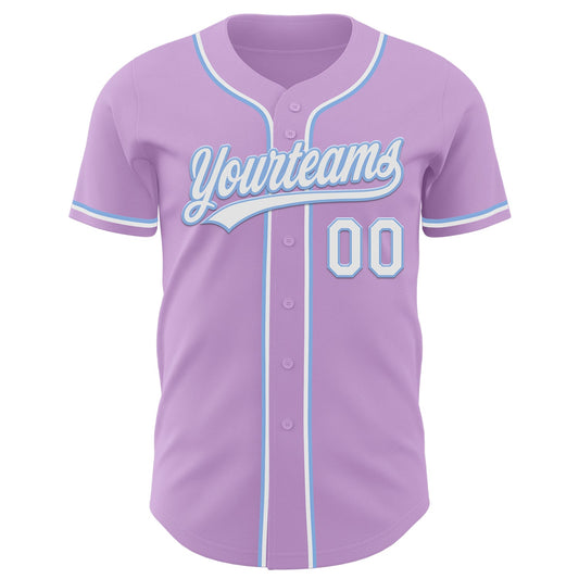 Custom Light Purple White-Light Blue Authentic Baseball Jersey - Sky-Custom