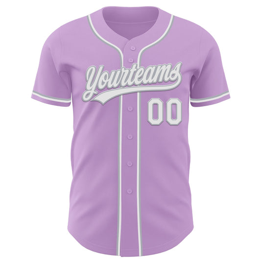 Custom Light Purple White-Gray Authentic Baseball Jersey - Sky-Custom