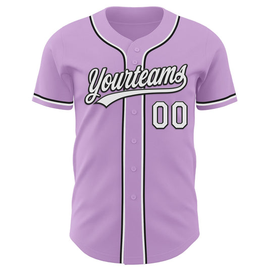 Custom Light Purple White-Black Authentic Baseball Jersey - Sky-Custom