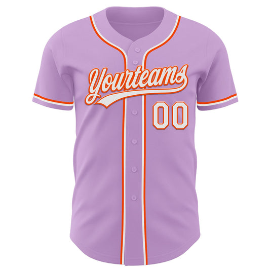 Custom Light Purple White-Orange Authentic Baseball Jersey - Sky-Custom