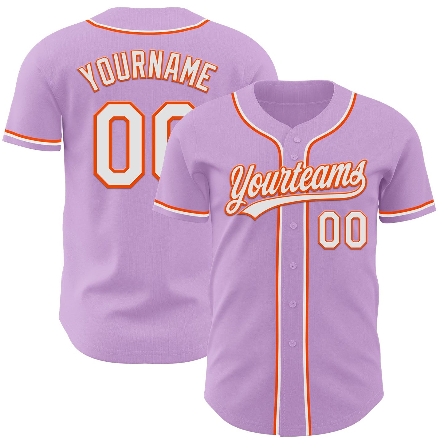 Custom Light Purple White-Orange Authentic Baseball Jersey - Sky-Custom