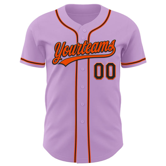 Custom Light Purple Black-Orange Authentic Baseball Jersey - Sky-Custom