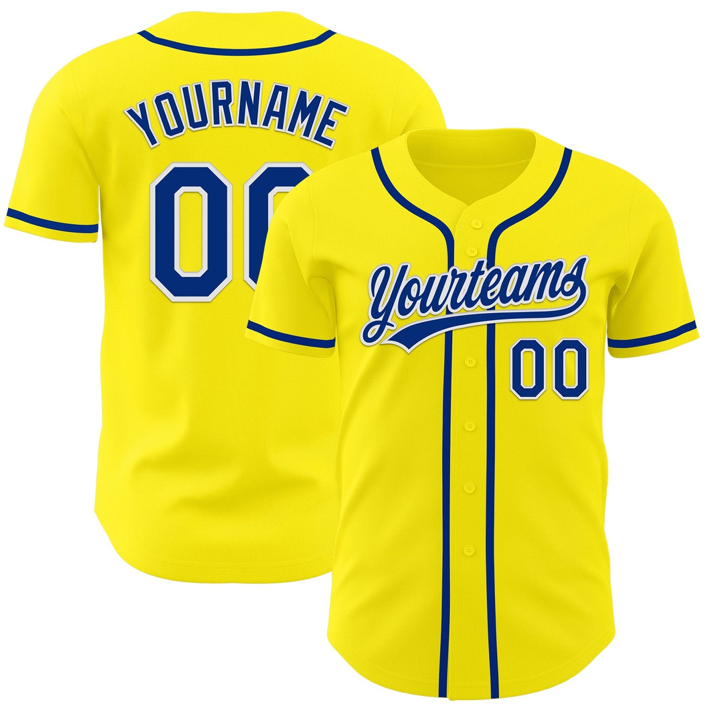 Custom Light Yellow Royal-White Authentic Baseball Jersey - Sky-Custom