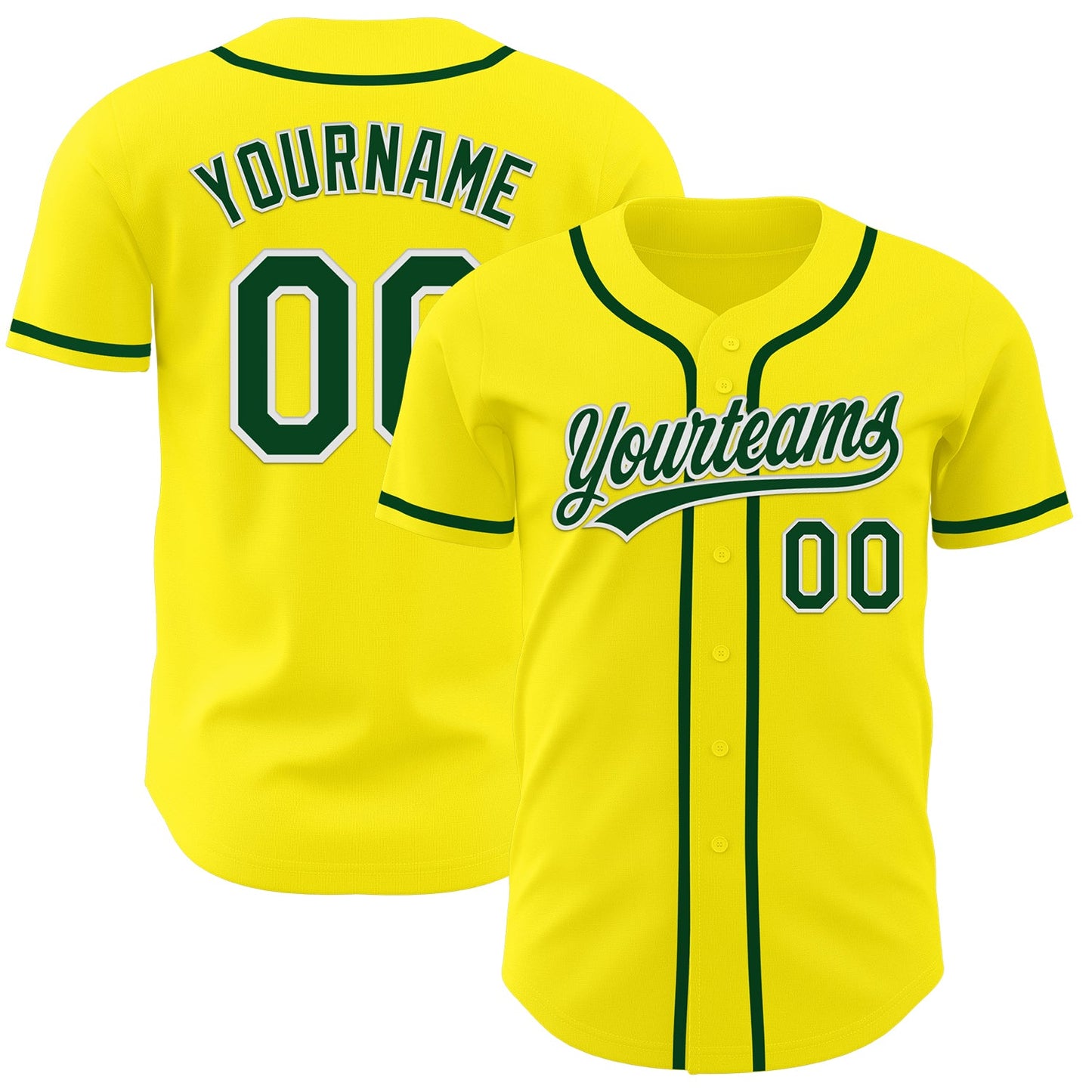 Custom Light Yellow Green-White Authentic Baseball Jersey - Sky-Custom