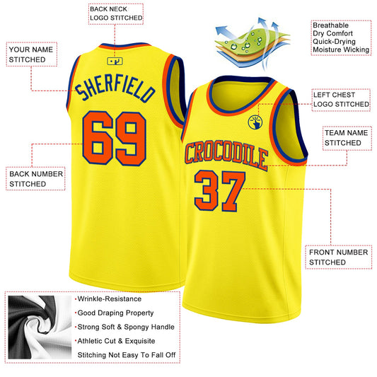 Custom Light Yellow Orange-Royal Authentic Basketball Jersey - Sky-Custom