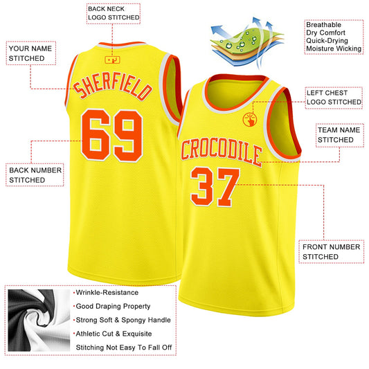 Custom Light Yellow Orange-White Authentic Basketball Jersey - Sky-Custom