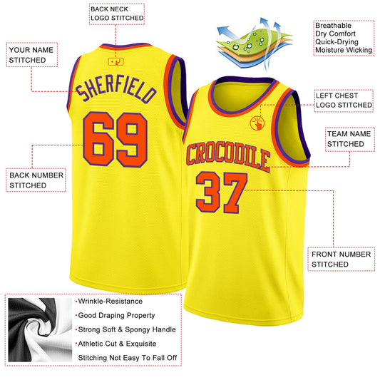 Custom Light Yellow Orange-Purple Authentic Basketball Jersey - Sky-Custom