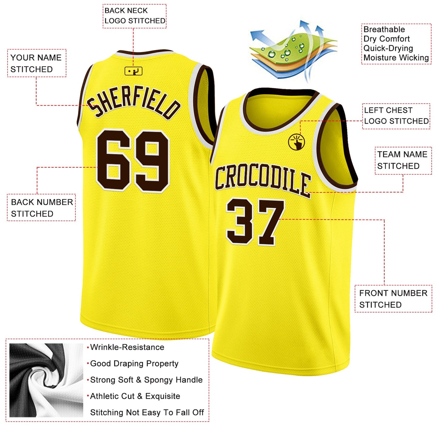 Custom Light Yellow Brown-White Authentic Basketball Jersey - Sky-Custom