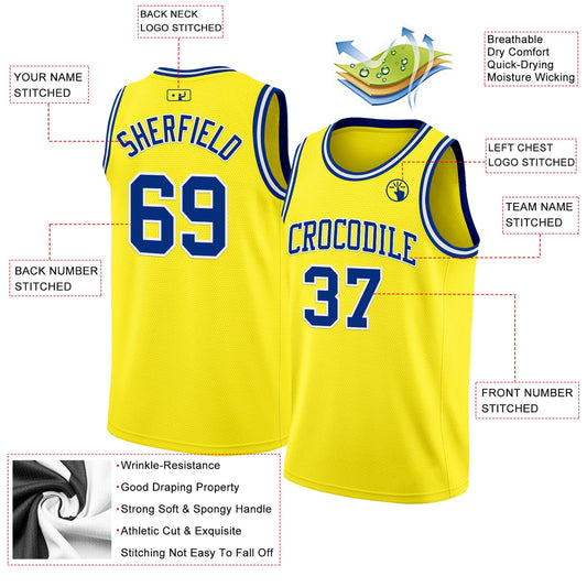 Custom Light Yellow Royal-White Authentic Basketball Jersey - Sky-Custom