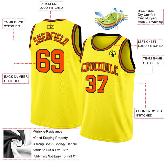 Custom Light Yellow Orange-Black Authentic Basketball Jersey - Sky-Custom