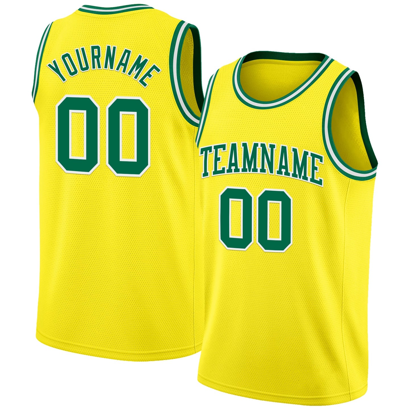 Custom Light Yellow Kelly Green-White Authentic Basketball Jersey - Sky-Custom