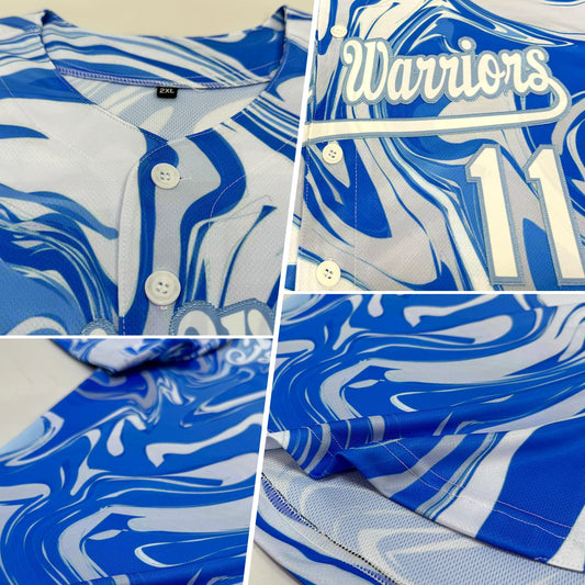 Custom 3D Pattern Design Abstract Ocean With Waves Fluid Art Authentic Baseball Jersey - Sky-Custom