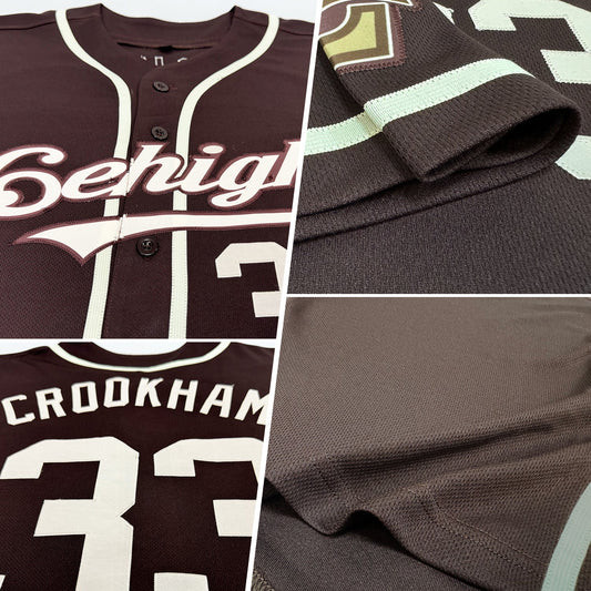 Custom Brown Cream Authentic Baseball Jersey - Sky-Custom