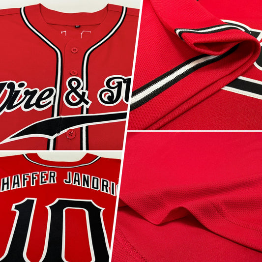 Custom Red Black-White Authentic Baseball Jersey - Sky-Custom