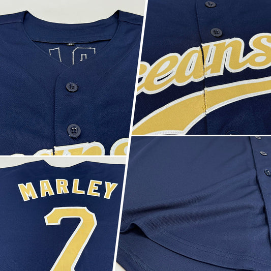 Custom Navy Vegas Gold-White Authentic Baseball Jersey - Sky-Custom