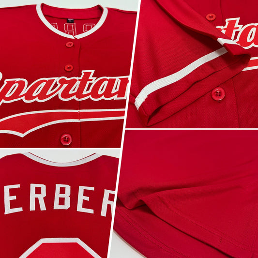 Custom Red Red-White Authentic Baseball Jersey - Sky-Custom
