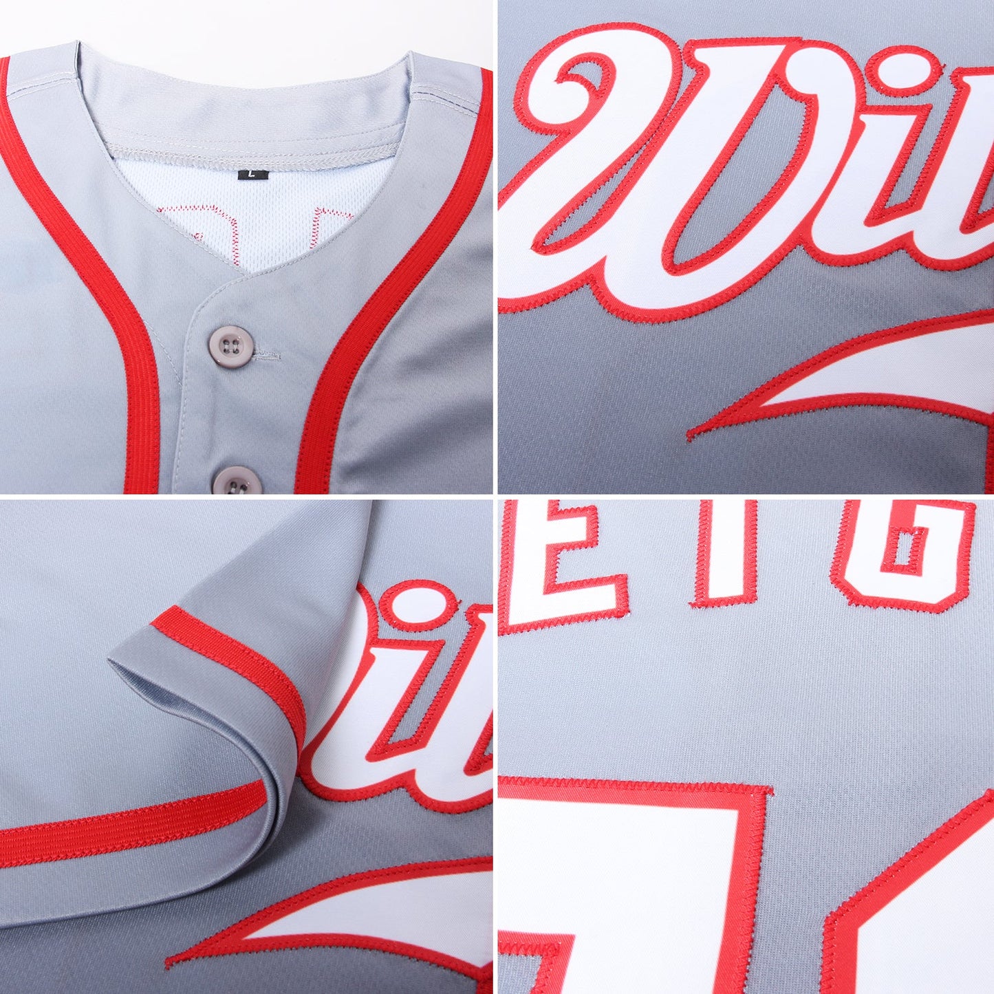 Custom Gray White Steel Gray-Red Authentic Fade Fashion Baseball Jersey - Sky-Custom