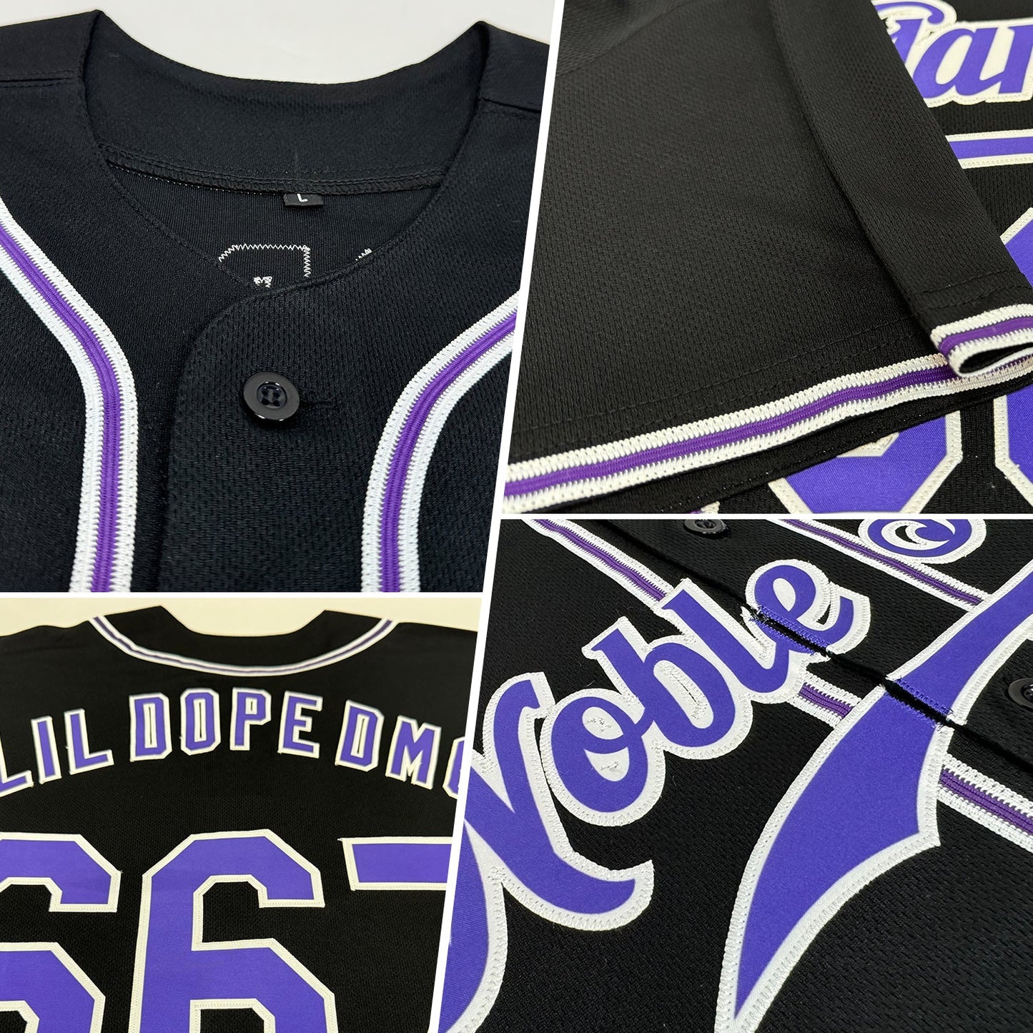 Custom Black Purple-White Authentic Baseball Jersey - Sky-Custom