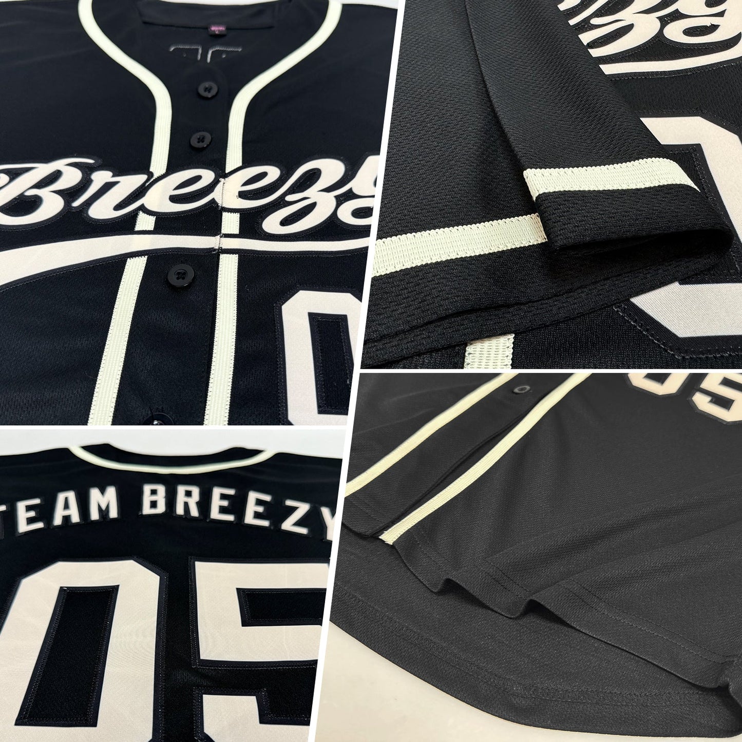 Custom Black Cream Authentic Baseball Jersey - Sky-Custom