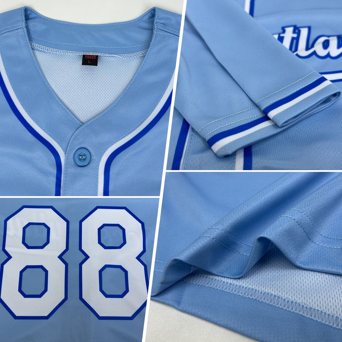 Custom Light Blue White-Royal Authentic Baseball Jersey - Sky-Custom