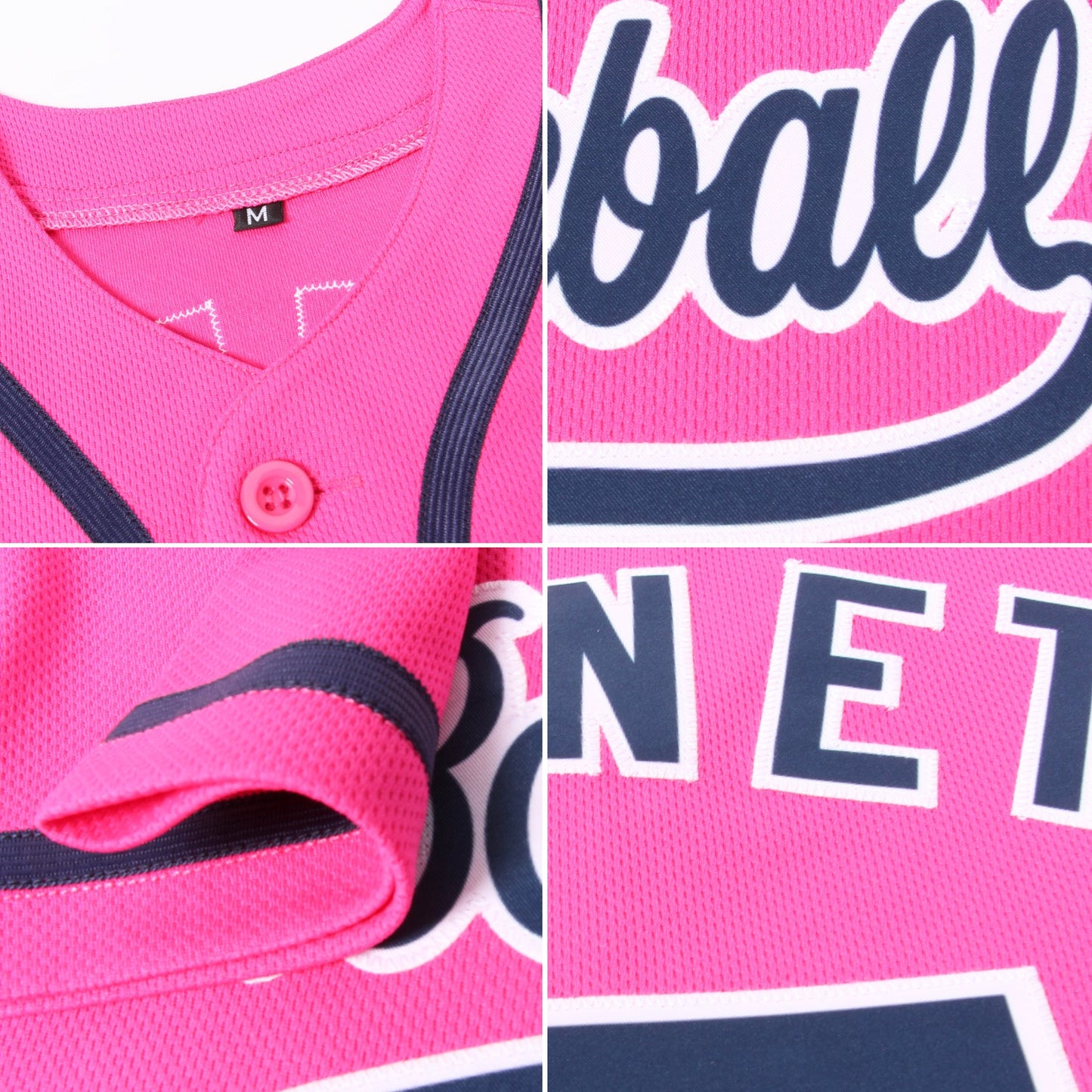 Custom Pink Navy-White Authentic Baseball Jersey - Sky-Custom