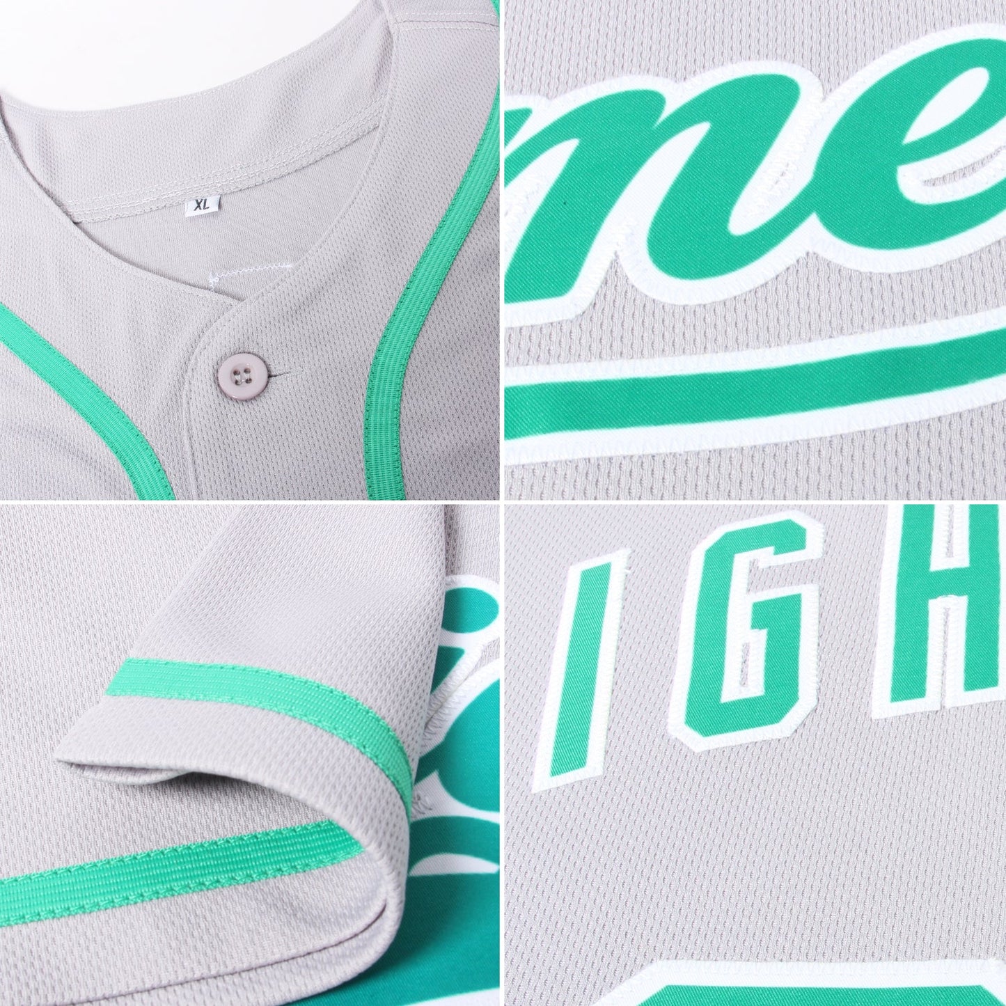 Custom Gray Kelly Green-White Authentic Baseball Jersey - Sky-Custom