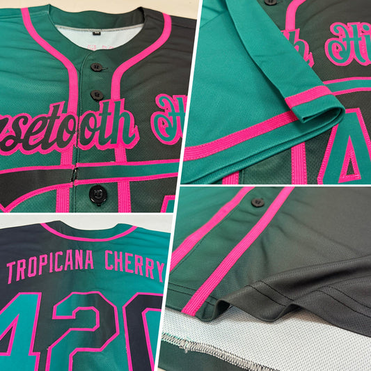 Custom Black Teal-Pink Authentic Gradient Fashion Baseball Jersey - Sky-Custom