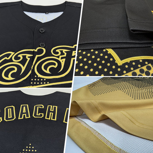 Custom Black Vegas Gold 3D Pattern Design Gradient Square Shapes Authentic Baseball Jersey - Sky-Custom